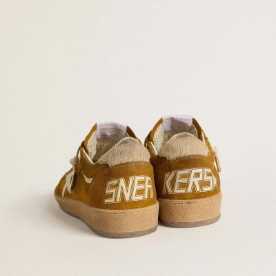 Golden Goose Ball Star Sneaker In Suede With Beige Leather Star And Pony Skin Heel Tab Golden Goose Ball Star Sneaker In Suede With Beige Leather Star And Pony Skin Heel Tab
