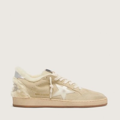 Golden Goose Ball Star Sneaker In Suede And Shearling With White Patent Leather Star Golden Goose Ball Star Sneaker In Suede And Shearling With White Patent Leather Star