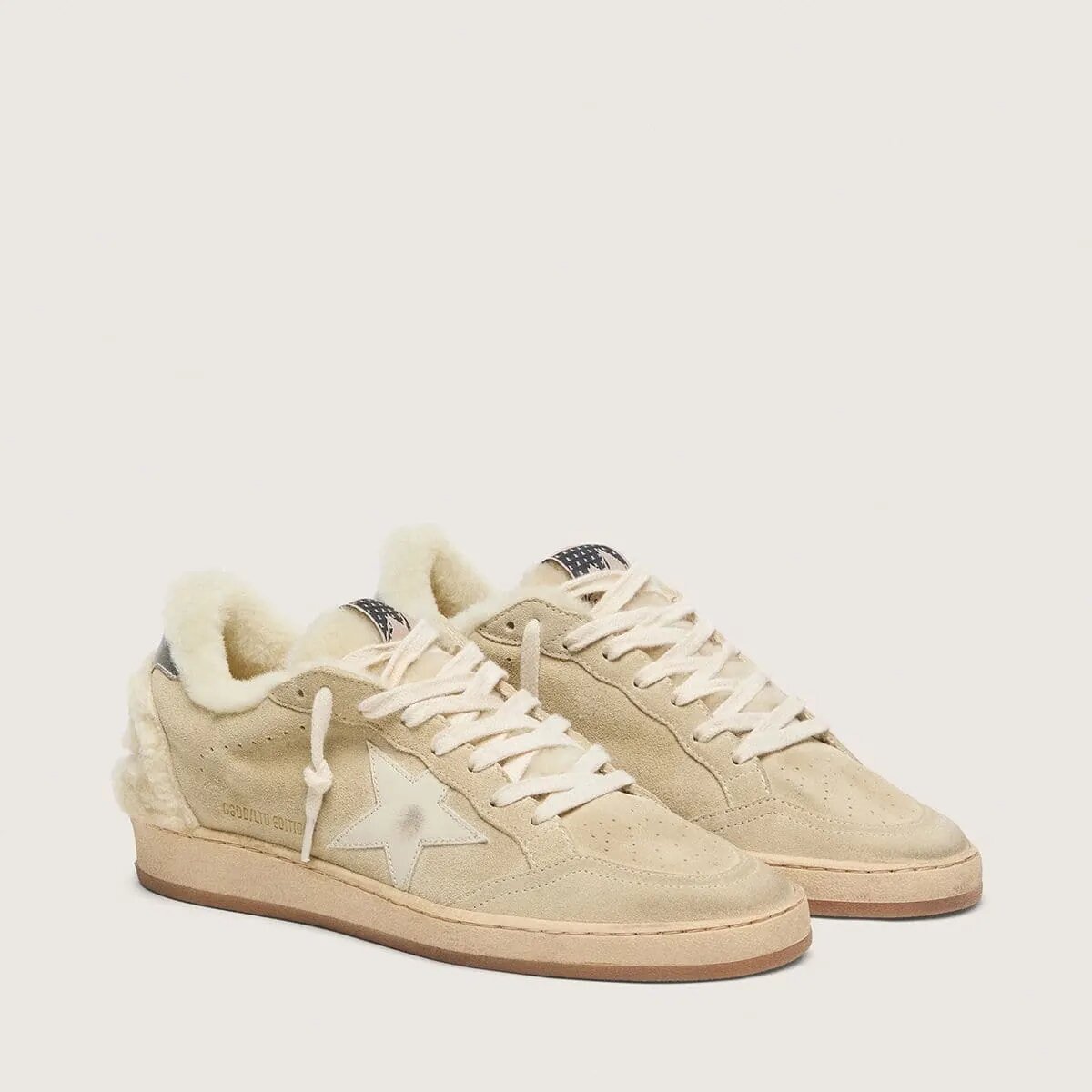 Golden Goose Ball Star Sneaker In Suede And Shearling With White Patent Leather Star Golden Goose Ball Star Sneaker In Suede And Shearling With White Patent Leather Star