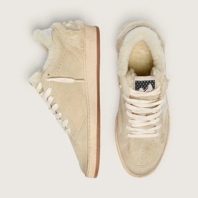 Golden Goose Ball Star Sneaker In Suede And Shearling With White Patent Leather Star Golden Goose Ball Star Sneaker In Suede And Shearling With White Patent Leather Star