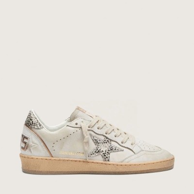 Golden Goose Ball Star Sneaker In White Leather With Animal-Print Pony Skin Star Golden Goose Ball Star Sneaker In White Leather With Animal-Print Pony Skin Star