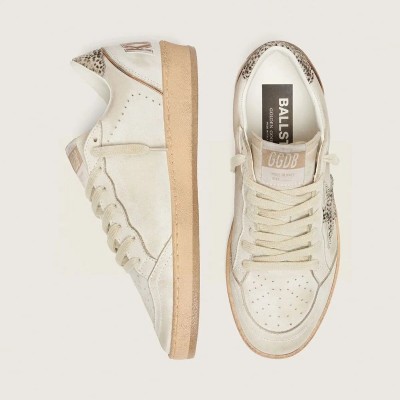Golden Goose Ball Star Sneaker In White Leather With Animal-Print Pony Skin Star Golden Goose Ball Star Sneaker In White Leather With Animal-Print Pony Skin Star