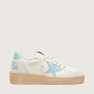 Golden Goose Ball Star Sneaker In White Leather With Light Blue Star Golden Goose Ball Star Sneaker In White Leather With Light Blue Star