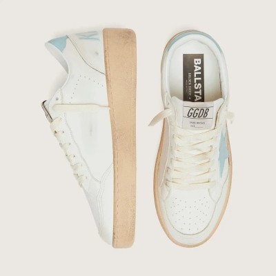 Golden Goose Ball Star Sneaker In White Leather With Light Blue Star Golden Goose Ball Star Sneaker In White Leather With Light Blue Star