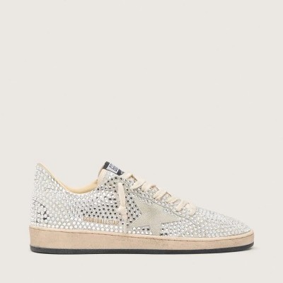 Golden Goose Ball Star Sneaker With Swarovski Crystals And Gray Suede Star Golden Goose Ball Star Sneaker With Swarovski Crystals And Gray Suede Star