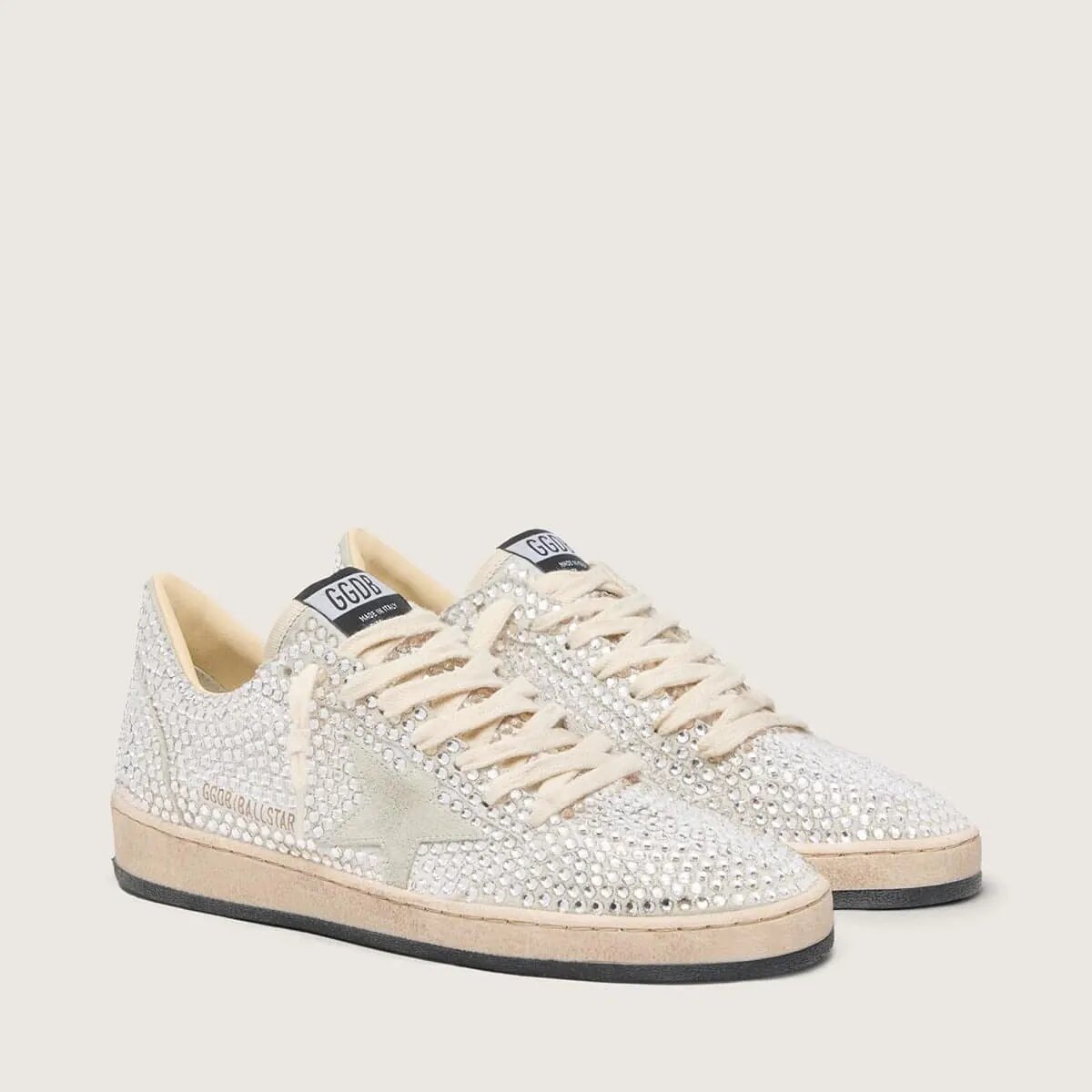 Golden Goose Ball Star Sneaker With Swarovski Crystals And Gray Suede Star Golden Goose Ball Star Sneaker With Swarovski Crystals And Gray Suede Star