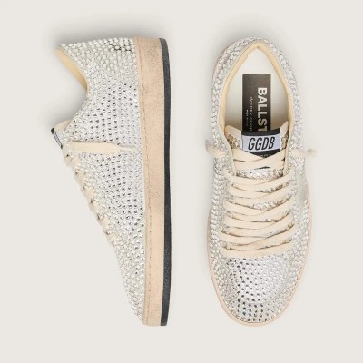 Golden Goose Ball Star Sneaker With Swarovski Crystals And Gray Suede Star Golden Goose Ball Star Sneaker With Swarovski Crystals And Gray Suede Star