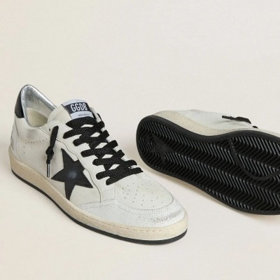 Golden Goose Ball Star Wishes Sneaker In Nappa With Black Naplak Star And Heel Tab Golden Goose Ball Star Wishes Sneaker In Nappa With Black Naplak Star And Heel Tab