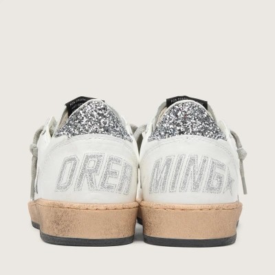 Golden Goose Ball Star Wishes Sneaker In Nappa Leather With Glitter Star And Heel Tab Golden Goose Ball Star Wishes Sneaker In Nappa Leather With Glitter Star And Heel Tab