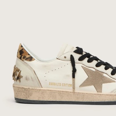 Golden Goose Ball Star Wishes Sneaker With Suede Star And Leopard-Print Pony Skin Heel Tab Golden Goose Ball Star Wishes Sneaker With Suede Star And Leopard-Print Pony Skin Heel Tab
