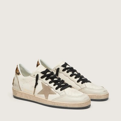 Golden Goose Ball Star Wishes Sneaker With Suede Star And Leopard-Print Pony Skin Heel Tab