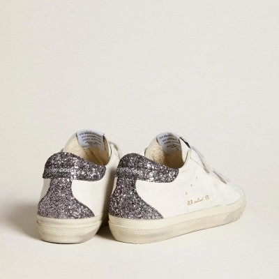 Golden Goose Bio-Based Old School Sneaker With Perforated Star And Glitter Heel Tab Golden Goose Bio-Based Old School Sneaker With Perforated Star And Glitter Heel Tab