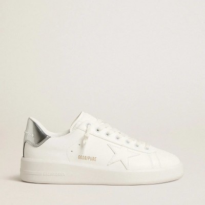 Golden Goose Bio-Based Purestar Sneaker With White Star And Mirror-Effect Heel Tab Golden Goose Bio-Based Purestar Sneaker With White Star And Mirror-Effect Heel Tab