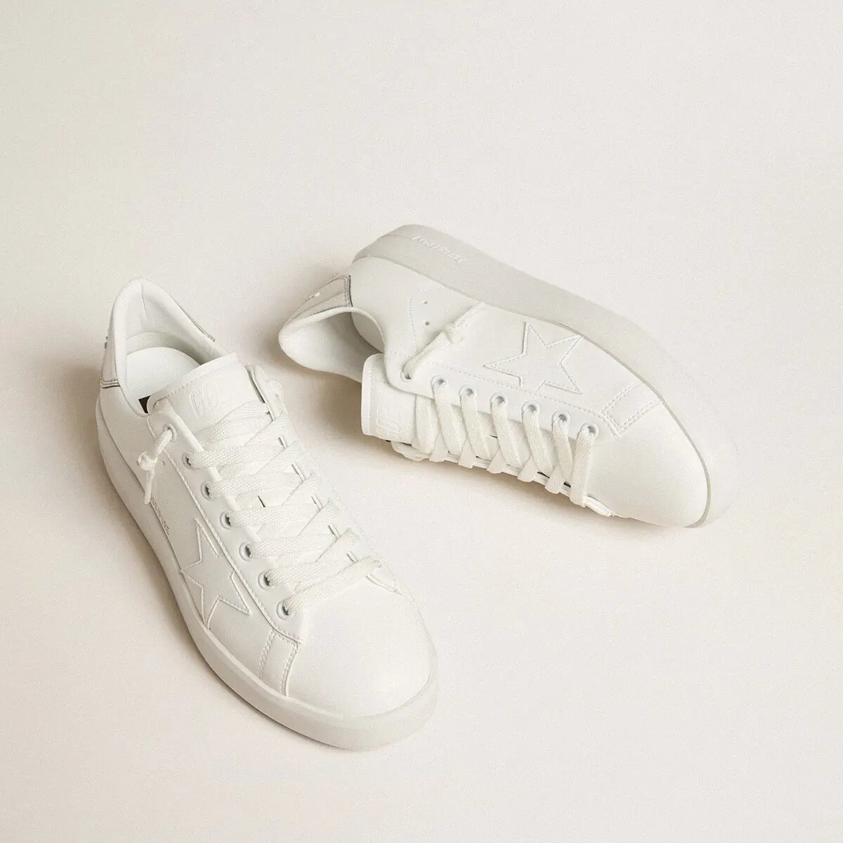 Golden Goose Bio-Based Purestar Sneaker With White Star And Mirror-Effect Heel Tab Golden Goose Bio-Based Purestar Sneaker With White Star And Mirror-Effect Heel Tab