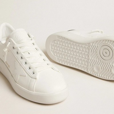 Golden Goose Bio-Based Purestar Sneaker With White Star And Mirror-Effect Heel Tab Golden Goose Bio-Based Purestar Sneaker With White Star And Mirror-Effect Heel Tab
