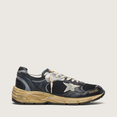 Golden Goose Dad-Star Sneaker In Black And Silver Mesh And Nappa With Ice-Gray Star Golden Goose Dad-Star Sneaker In Black And Silver Mesh And Nappa With Ice-Gray Star