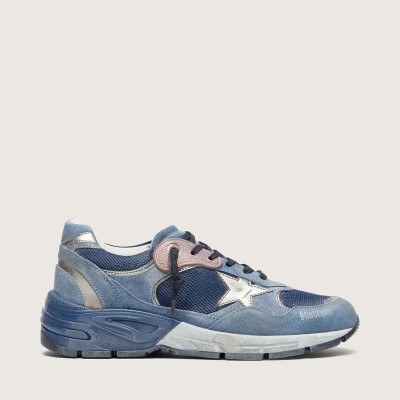 Golden Goose Dad-Star Sneaker In Denim-Blue Suede With Silver Leather Star Golden Goose Dad-Star Sneaker In Denim-Blue Suede With Silver Leather Star