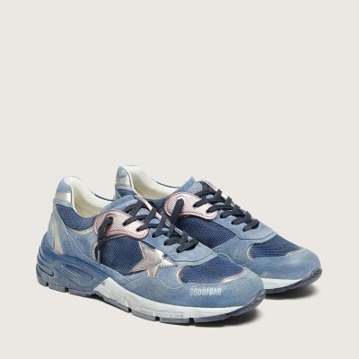 Golden Goose Dad-Star Sneaker In Denim-Blue Suede With Silver Leather Star Golden Goose Dad-Star Sneaker In Denim-Blue Suede With Silver Leather Star
