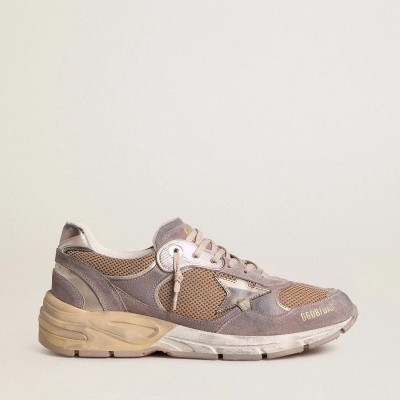 Golden Goose Dad-Star Sneaker In Lilac Suede And Mesh With Laminated Leather Star And Heel Tab Golden Goose Dad-Star Sneaker In Lilac Suede And Mesh With Laminated Leather Star And Heel Tab