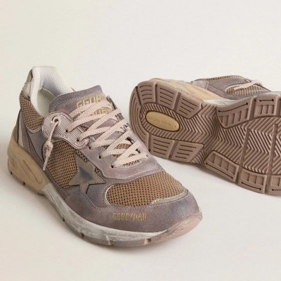 Golden Goose Dad-Star Sneaker In Lilac Suede And Mesh With Laminated Leather Star And Heel Tab Golden Goose Dad-Star Sneaker In Lilac Suede And Mesh With Laminated Leather Star And Heel Tab