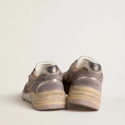 Golden Goose Dad-Star Sneaker In Lilac Suede And Mesh With Laminated Leather Star And Heel Tab Golden Goose Dad-Star Sneaker In Lilac Suede And Mesh With Laminated Leather Star And Heel Tab