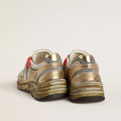 Golden Goose Dad-Star Sneaker In Mesh And Gold Foiled Leather With White Leather Star Golden Goose Dad-Star Sneaker In Mesh And Gold Foiled Leather With White Leather Star