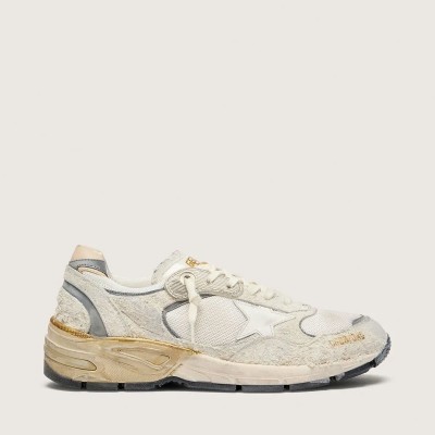 Golden Goose Dad-Star Sneaker In Suede And Mesh With White Leather Star And Beige Leather Heel Tab Golden Goose Dad-Star Sneaker In Suede And Mesh With White Leather Star And Beige Leather Heel Tab