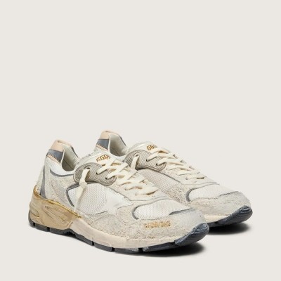 Golden Goose Dad-Star Sneaker In Suede And Mesh With White Leather Star And Beige Leather Heel Tab Golden Goose Dad-Star Sneaker In Suede And Mesh With White Leather Star And Beige Leather Heel Tab