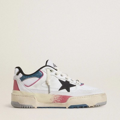 Golden Goose Forty2 Sneaker With Black Star And Silver Foiled Leather Heel Tab Golden Goose Forty2 Sneaker With Black Star And Silver Foiled Leather Heel Tab