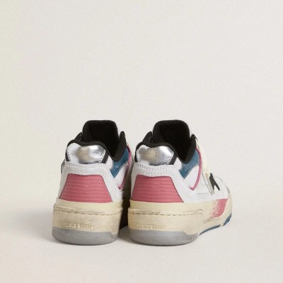 Golden Goose Forty2 Sneaker With Black Star And Silver Foiled Leather Heel Tab Golden Goose Forty2 Sneaker With Black Star And Silver Foiled Leather Heel Tab