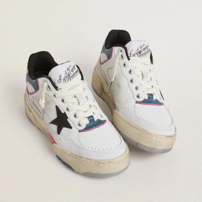 Golden Goose Forty2 Sneaker With Black Star And Silver Foiled Leather Heel Tab