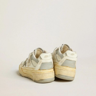 Golden Goose Forty2 Sneaker In White Leather With Laces With Swarovski Crystals And Gray Tpu Star Golden Goose Forty2 Sneaker In White Leather With Laces With Swarovski Crystals And Gray Tpu Star