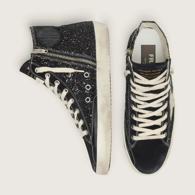 Golden Goose Francy Penstar Sneaker In Glitter With Ivory Star And Black Heel Tab Golden Goose Francy Penstar Sneaker In Glitter With Ivory Star And Black Heel Tab