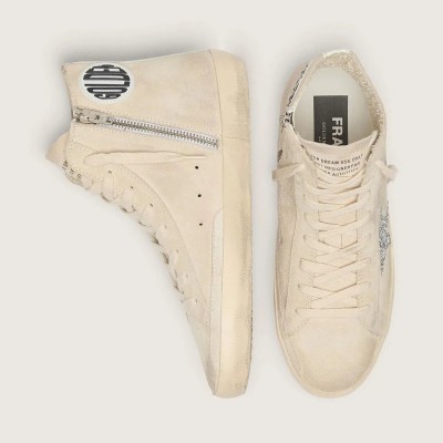 Golden Goose Francy Sneaker In Beige Suede With Silver Glitter Star Golden Goose Francy Sneaker In Beige Suede With Silver Glitter Star