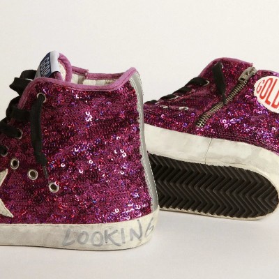 Golden Goose Francy Sneakers With Sequins And Handwritten Lettering On The Outsole Golden Goose Francy Sneakers With Sequins And Handwritten Lettering On The Outsole