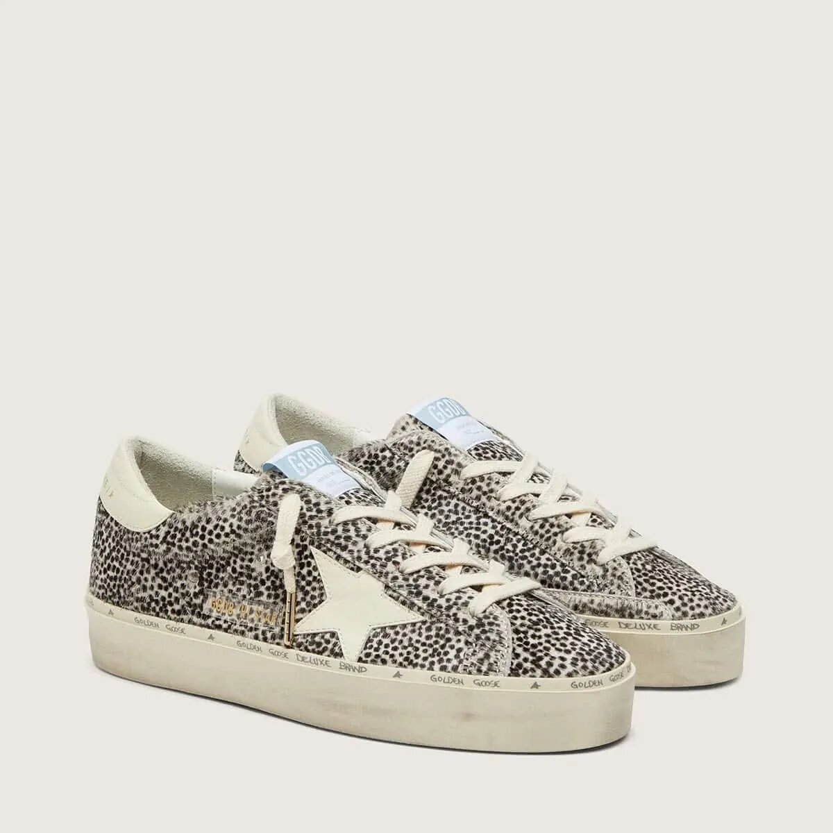 Golden Goose Hi Star Sneaker In Black And White Pony Skin With White Leather Star Golden Goose Hi Star Sneaker In Black And White Pony Skin With White Leather Star