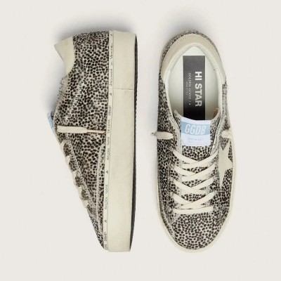 Golden Goose Hi Star Sneaker In Black And White Pony Skin With White Leather Star Golden Goose Hi Star Sneaker In Black And White Pony Skin With White Leather Star