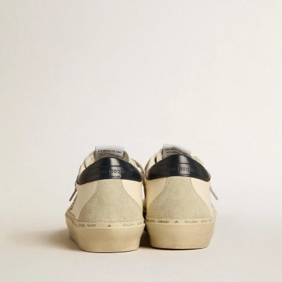 Golden Goose Hi Star Sneaker In Nappa With Swarovski Crystal Star And Dark Blue Leather Heel Tab Golden Goose Hi Star Sneaker In Nappa With Swarovski Crystal Star And Dark Blue Leather Heel Tab