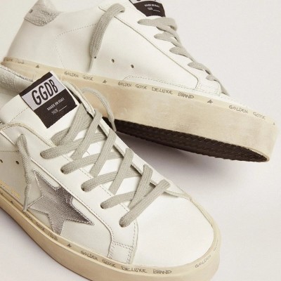 Golden Goose Hi Star Sneaker With Star And Metallic Silver Heel Golden Goose Hi Star Sneaker With Star And Metallic Silver Heel
