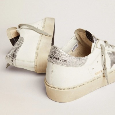 Golden Goose Hi Star Sneaker With Star And Metallic Silver Heel Golden Goose Hi Star Sneaker With Star And Metallic Silver Heel