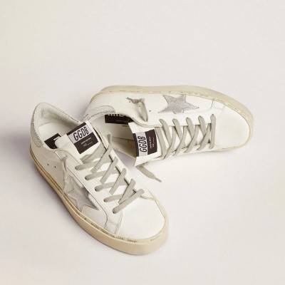 Golden Goose Hi Star Sneaker With Star And Metallic Silver Heel
