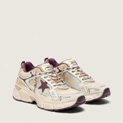 Golden Goose Lightstar Cny Sneaker In White Mesh And Leather With Wine-Red Tpu Star Golden Goose Lightstar Cny Sneaker In White Mesh And Leather With Wine-Red Tpu Star