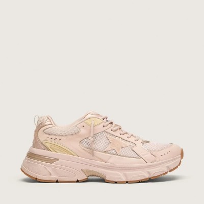 Golden Goose LightStar Sneaker With Pink Leather And Mesh Upper And Pink Star Golden Goose LightStar Sneaker With Pink Leather And Mesh Upper And Pink Star