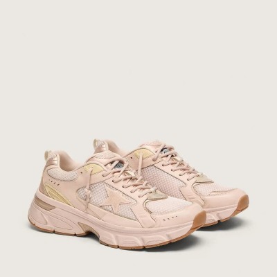 Golden Goose LightStar Sneaker With Pink Leather And Mesh Upper And Pink Star Golden Goose LightStar Sneaker With Pink Leather And Mesh Upper And Pink Star