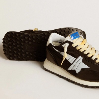 Golden Goose Marathon Sneaker With Black Nylon Upper And White Star Golden Goose Marathon Sneaker With Black Nylon Upper And White Star