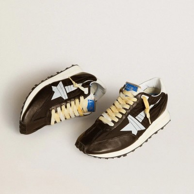 Golden Goose Marathon Sneaker With Black Nylon Upper And White Star Golden Goose Marathon Sneaker With Black Nylon Upper And White Star