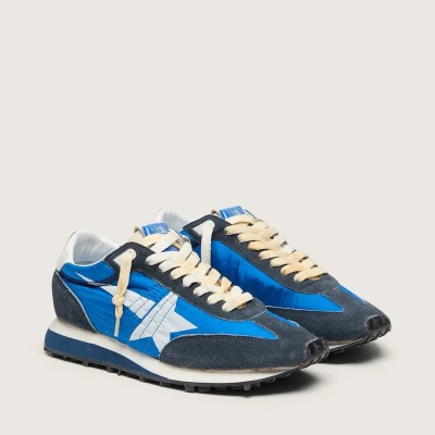 Golden Goose Marathon Sneaker With Blue Nylon Upper And White Star Golden Goose Marathon Sneaker With Blue Nylon Upper And White Star