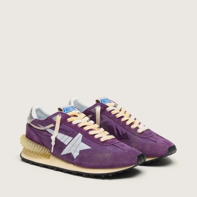 Golden Goose Marathon Sneaker With Purple Nylon Upper And White Star Golden Goose Marathon Sneaker With Purple Nylon Upper And White Star