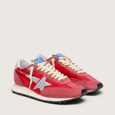 Golden Goose Marathon Sneaker With Red Nylon Upper And Silver Star Golden Goose Marathon Sneaker With Red Nylon Upper And Silver Star