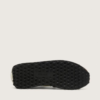 Golden Goose Marathon Sneaker In Lime-Green Nylon With Black Star And Brown Suede Inserts Golden Goose Marathon Sneaker In Lime-Green Nylon With Black Star And Brown Suede Inserts